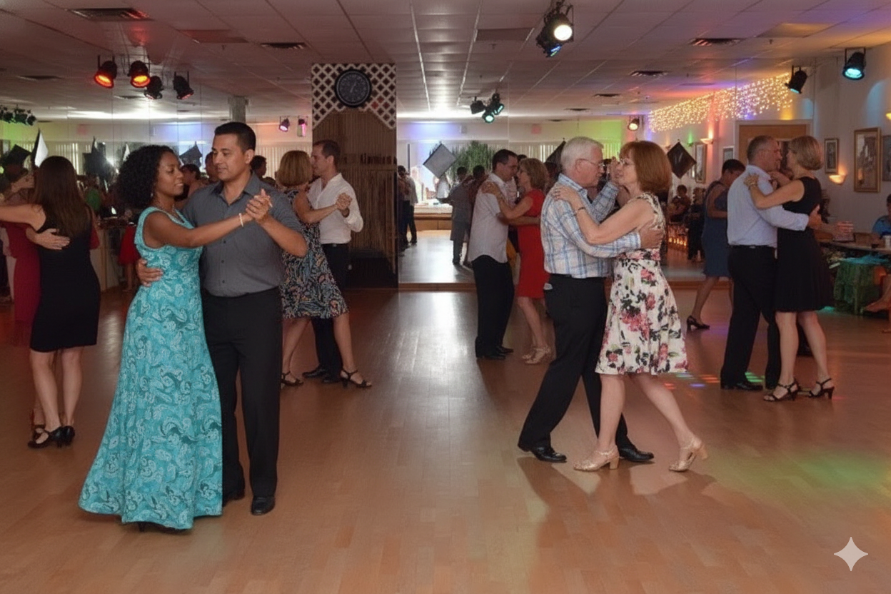 Couple dancing during Friday night party